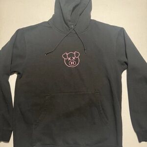 Shane Dawson Black Hooded Pink Pig Sweatshirt, Large #798